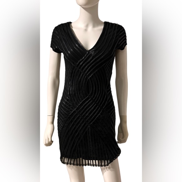 Parker Fabiana Leather Detail Mini Dress Size S - Picture 2 of 5